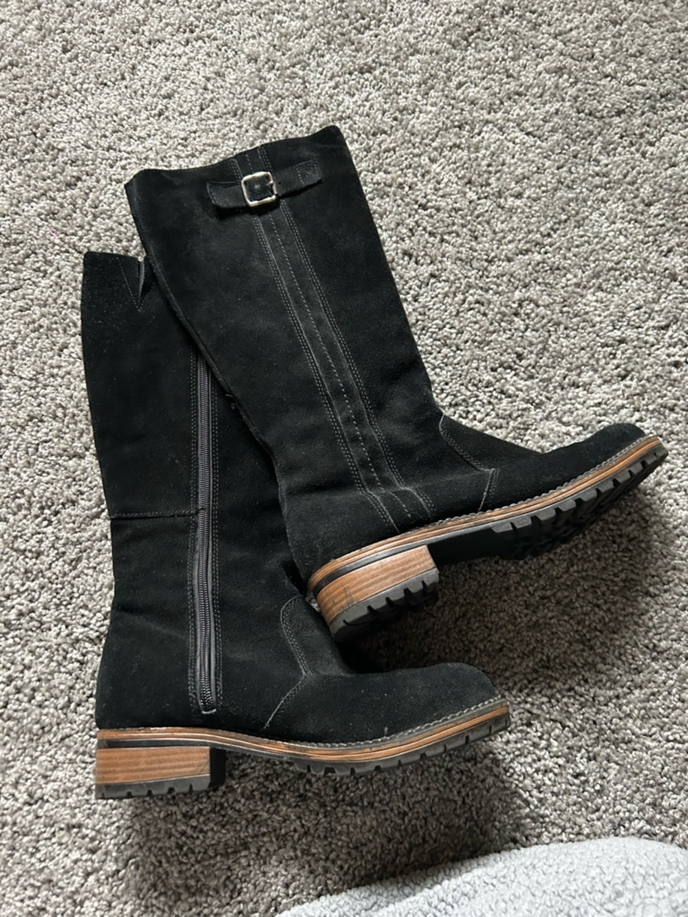 Merona Black Suede Mid-Calf Women’s Riding Boots size 8 1/2 - Picture 6 of 7